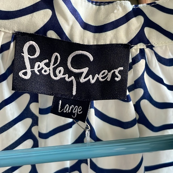 NWT Lesley Evers shirt dress pockets Harriet Navy Scoops large - Picture 3 of 4